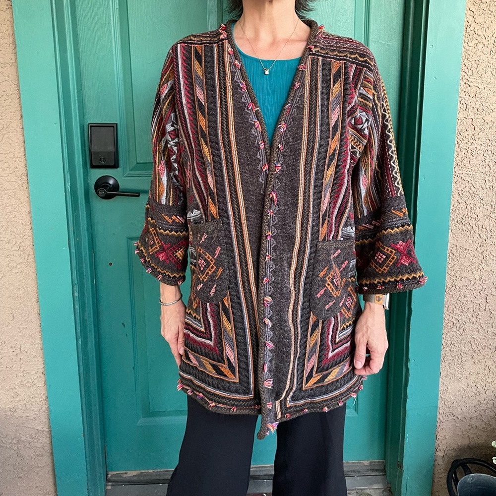 BIYA by Johnny Was embroidered Zola kimono Jacket sweater cardigan XS